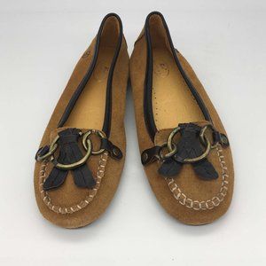 Tecs Peace Moccasins Brown Leather Flats Shoes, Style  1106 Amy, size 8.5‎